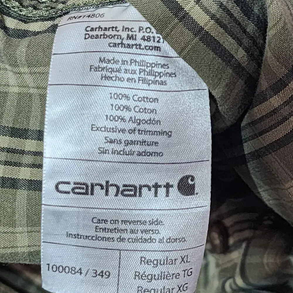 Men's Carhartt Button Down Striped Long Sleeve Workwear Casual XL 100% Cotton - Picture 5 of 5